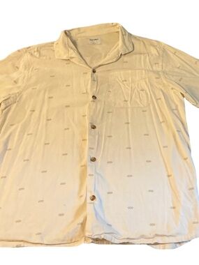 Old Navy Cream Short-Sleeve Camp Collar Shirt